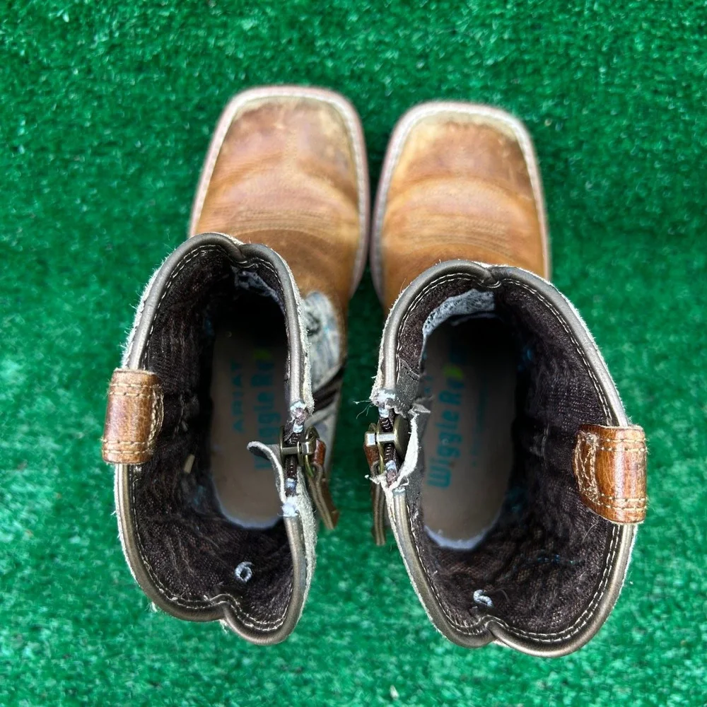 Ariat Kids Fatbaby Western‎ Boots Brown Leather Leopard Print 10040260 Size 9